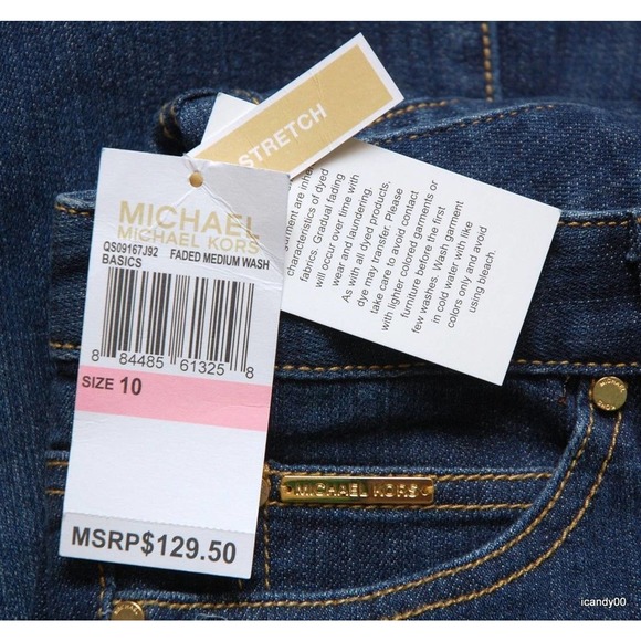 Michael Kors Stretch Cotton Flare Leg Jeans Pants Faded Medium Wash 4 Nwt $129 - Picture 6 of 7